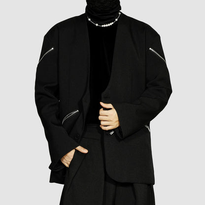 Zipper Design V-Neck Jacket WN20159