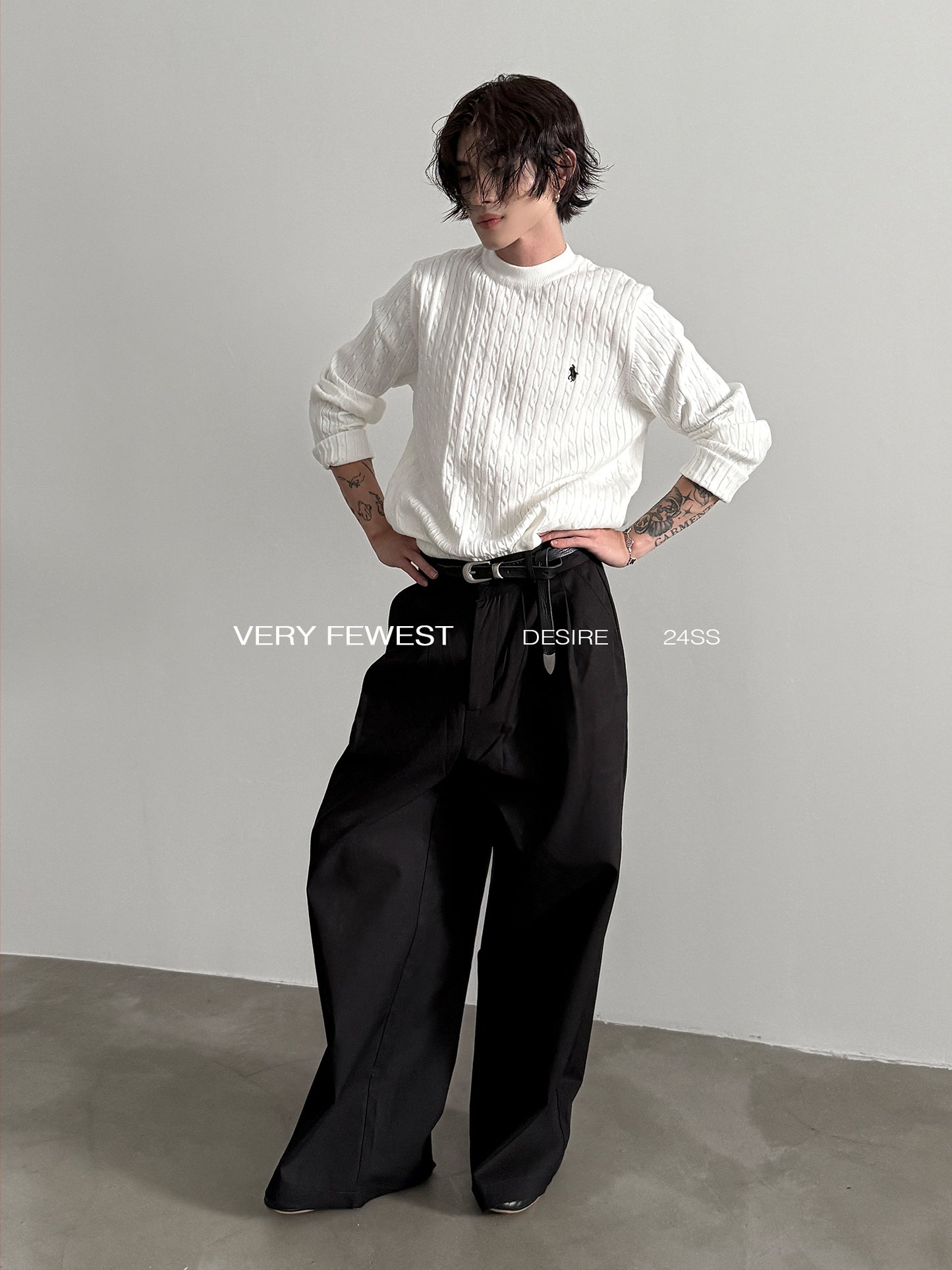 Heavyweight Structured Pleats Wide-Leg Pants WN15277