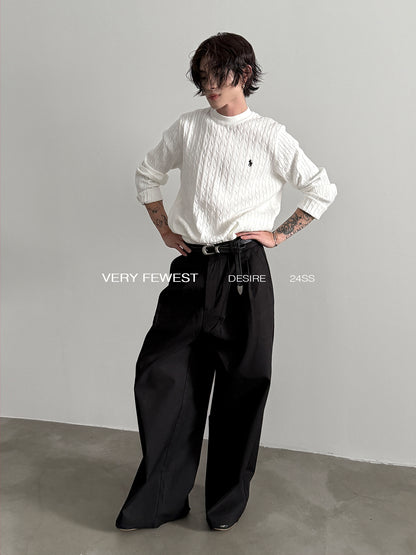 Heavyweight Structured Pleats Wide-Leg Pants WN15277