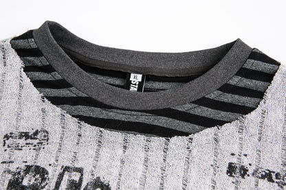 Stripe Fake Layered Graphic Long Sleeve T-Shirt WN25494