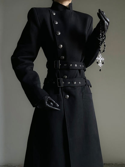Structured Shoulder Two-Way Wear Standing-Collar Coat WN23123