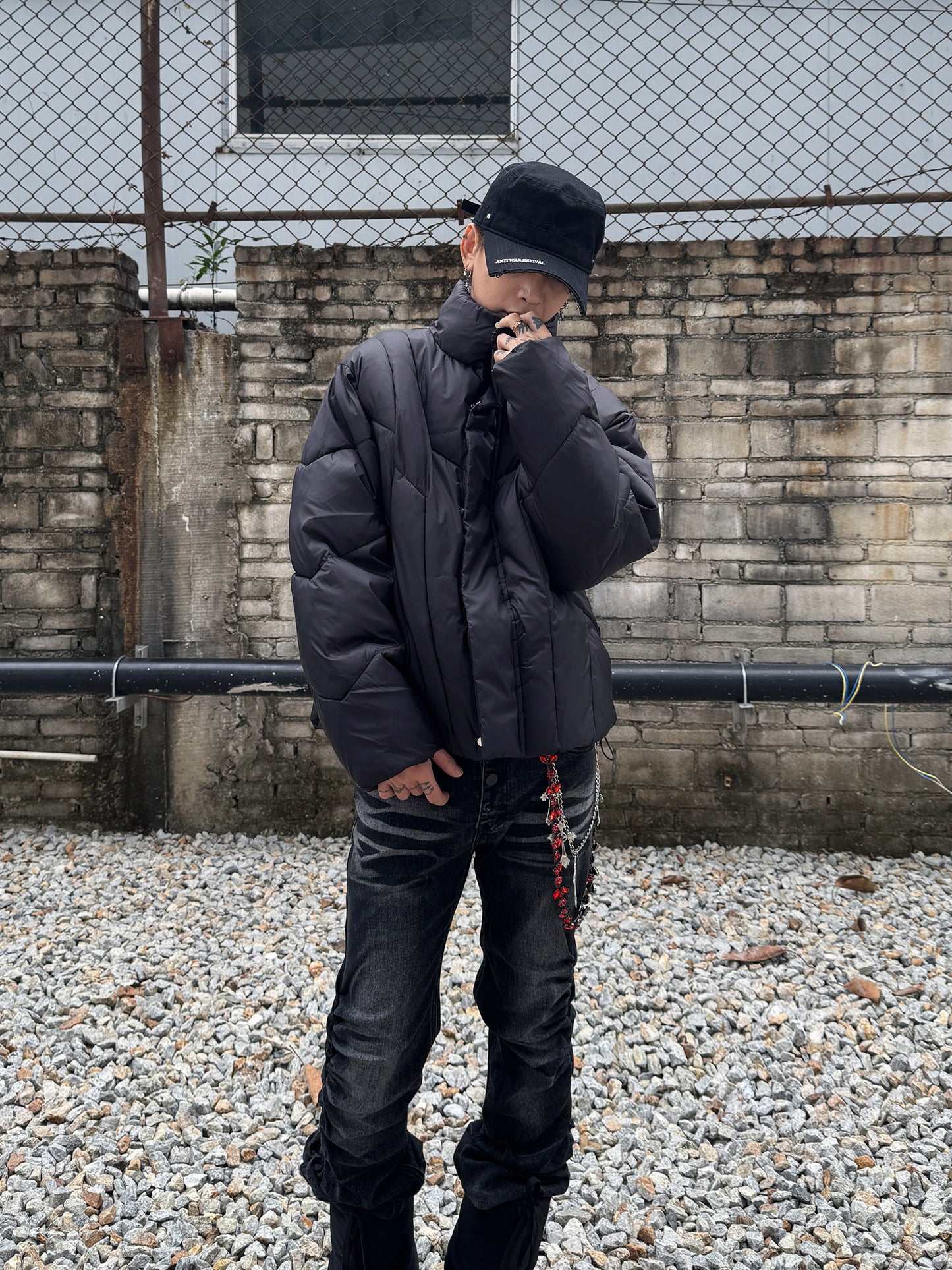 Letter Embroidery Short Puffer Jacket WN22975