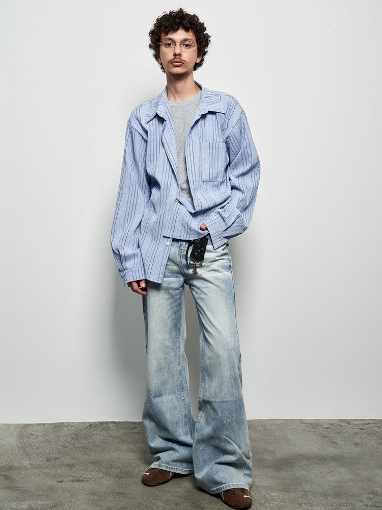 Stripe Oversize Long Sleeve Shirt WN22930 – WONDER NOAH