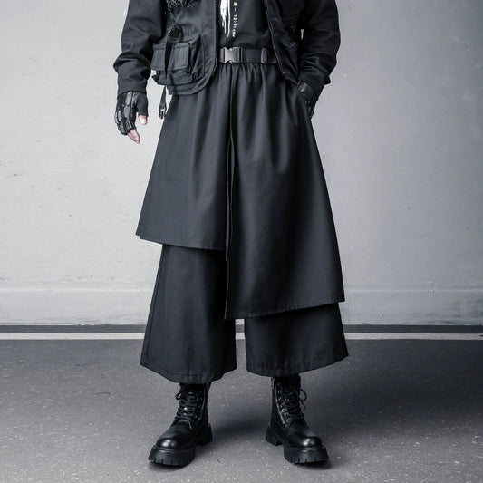 Asymmetric Mix Patch Wide Leg Trousers WN22339