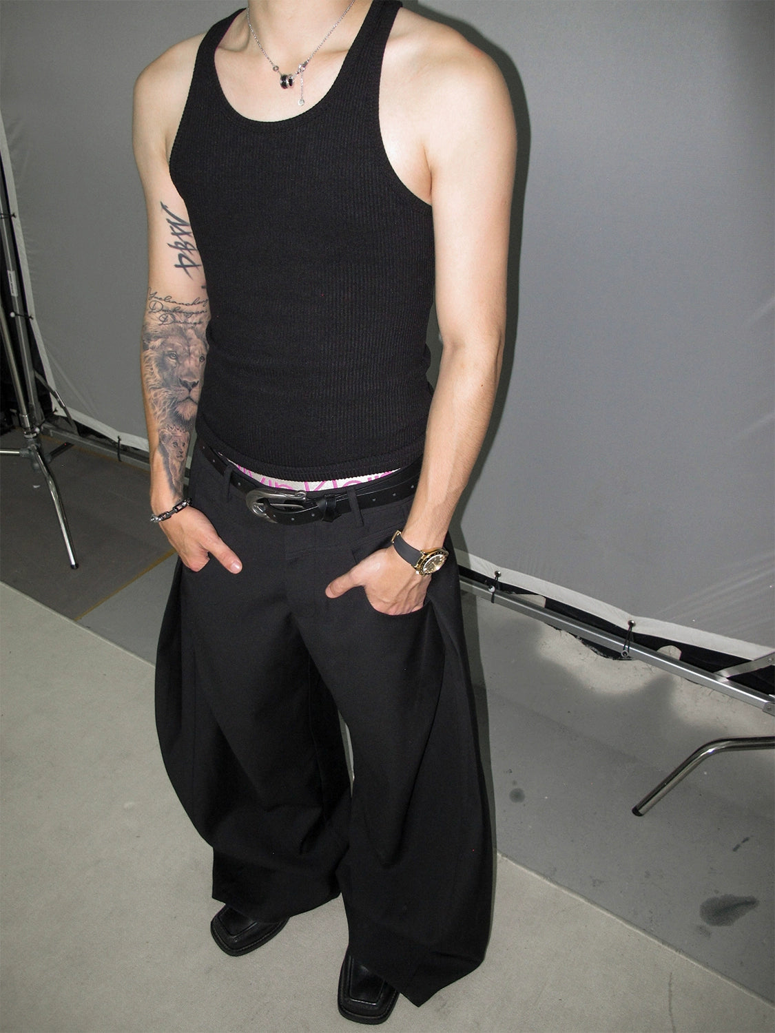 Layered Silhouette Wide Leg Trousers WN20863