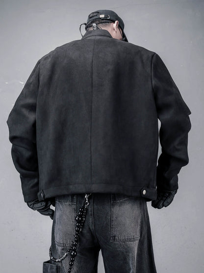 Suede-Look Stand Neck Oversize Jacket WN22385