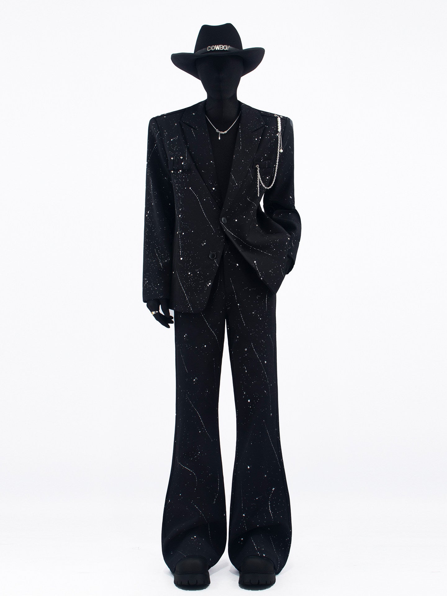 Ink Splash Starry Pattern Tailored Jacket & Trousers Setup WN23658