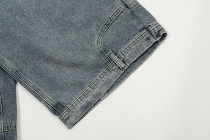Washed Deconstruction Wide Leg Denim Half Jeans WN26112