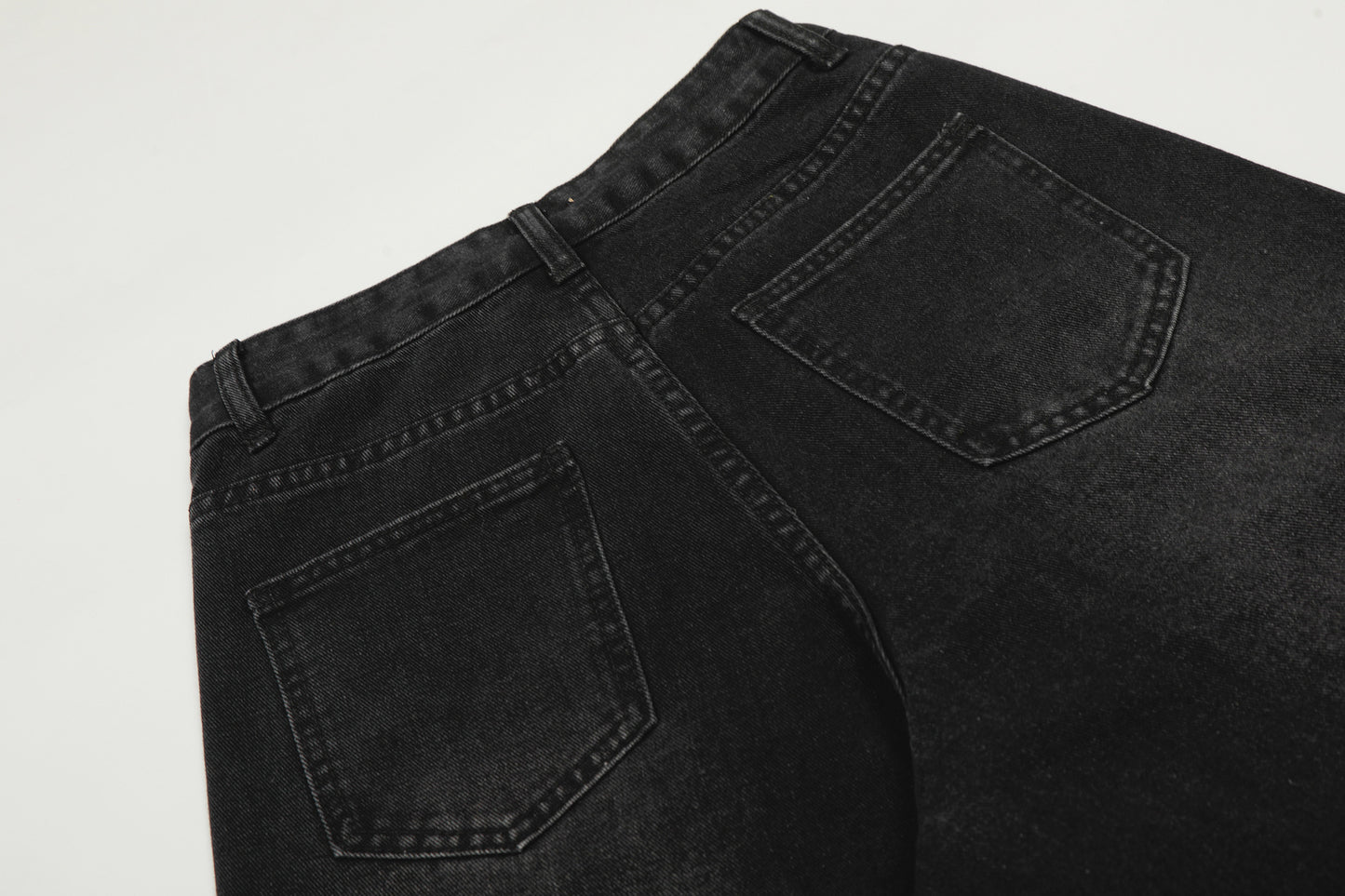 Washed Studs Detail Wide Leg Denim Jeans WN25403