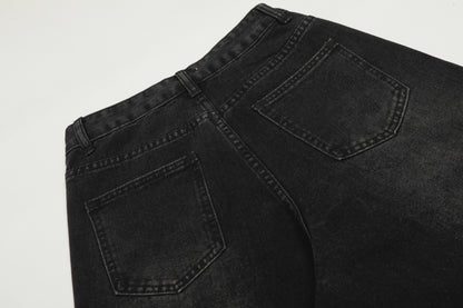 Washed Studs Detail Wide Leg Denim Jeans WN25403