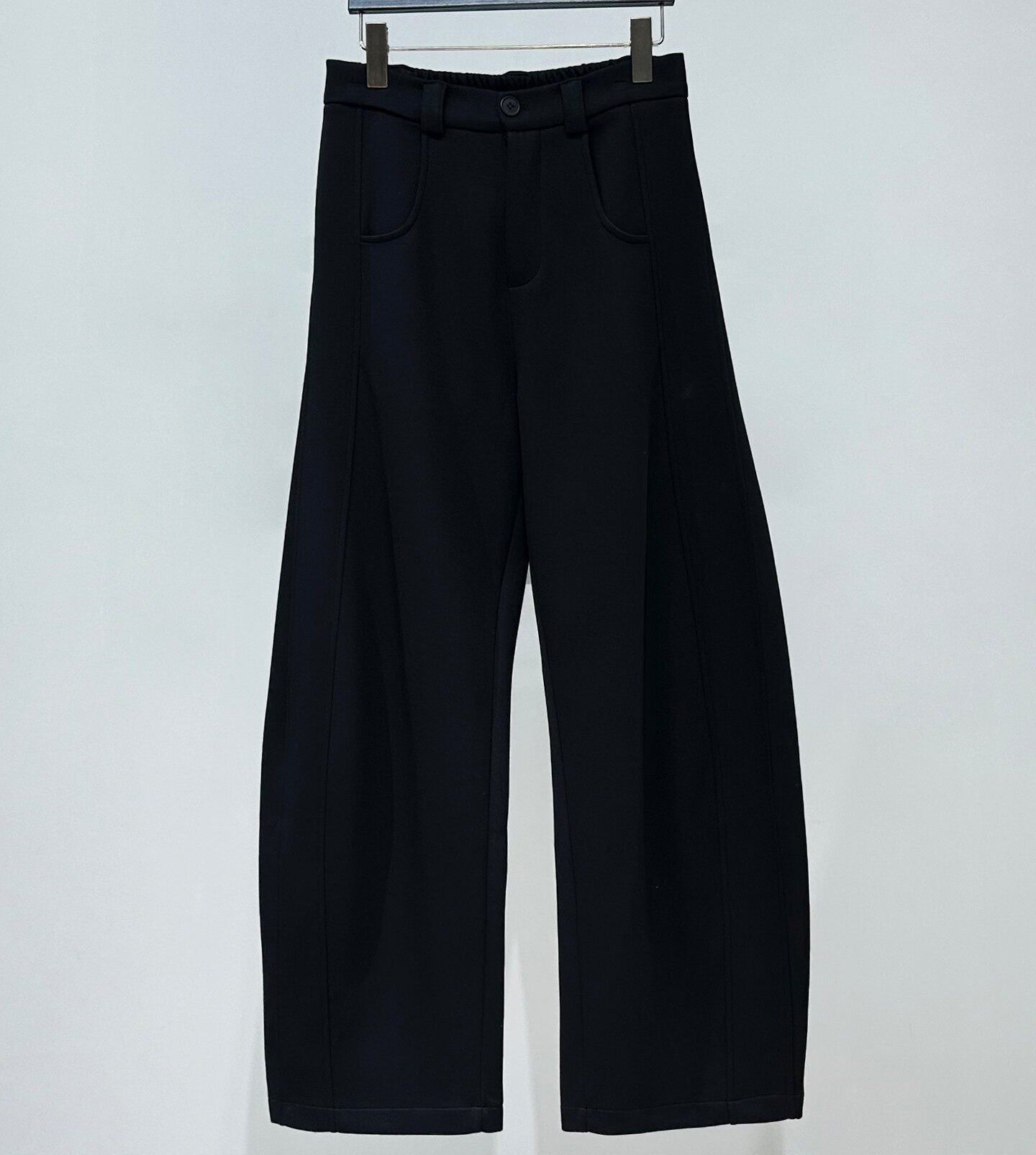 Standing-Collar Short Jacket & Curved Straight Pants Setup WN23866