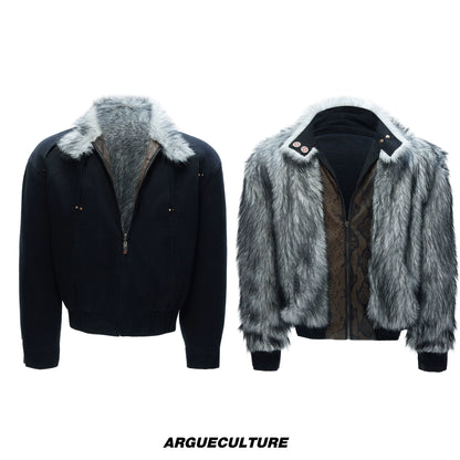 Fake Fur Collar Fleece Lining Heavyweight Puffer Jacket WN22596