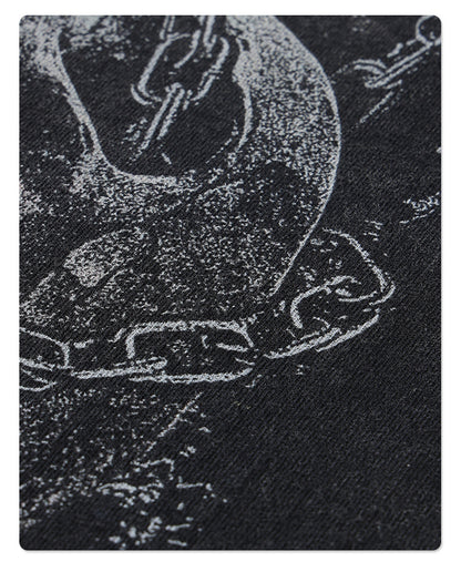 Washed Skull Digital Print Round Short Sleeve T-Shirt WN7768