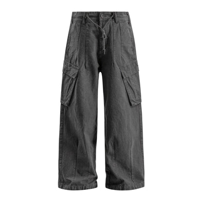 Washed Straight Wide Leg Cargo Pants  WN26343