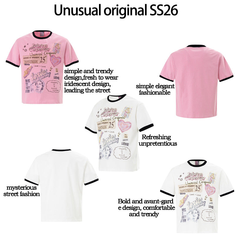 Ringer Graphic Print Short Sleeve T-Shirt WN25891