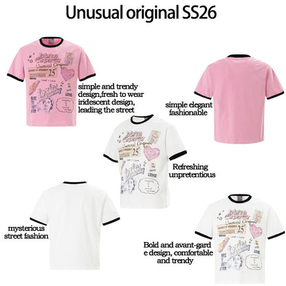 Ringer Graphic Print Short Sleeve T-Shirt WN25891