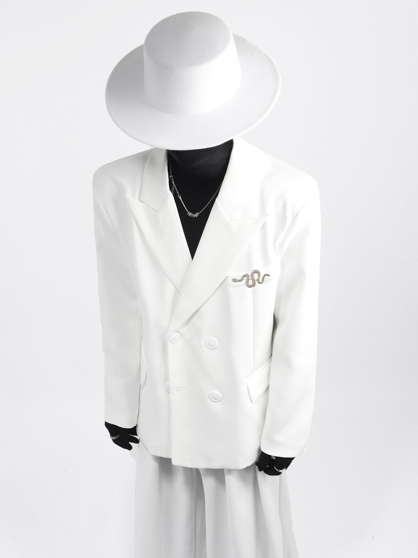 Metal Decor Jacket & Wide Leg Trousers Setup WN23668