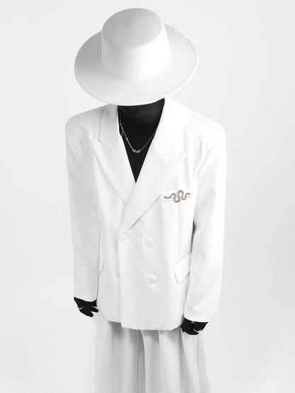 Metal Decor Jacket & Wide Leg Trousers Setup WN23668