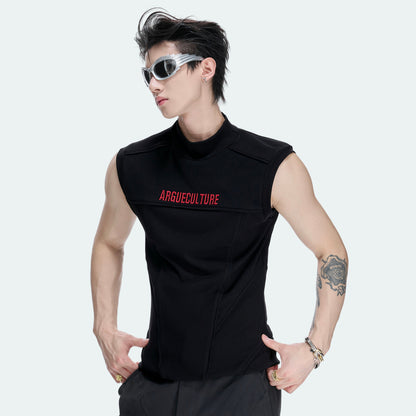 Ribbed Stretch Breathable Embroidery Tank Top WN27040