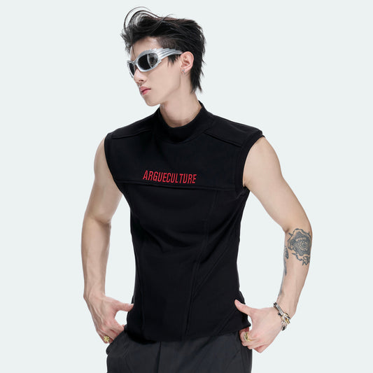 Ribbed Stretch Breathable Embroidery Tank Top WN27040