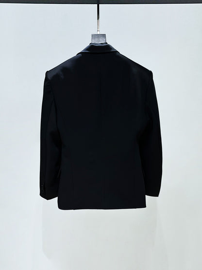 Metal Flower Brooch Fitted Tailored Jacket & Flare Trousers Setup WN23886