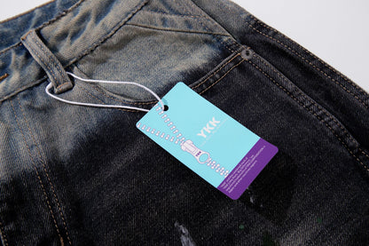 Paint Print Wide Leg Denim Jeans WN23101