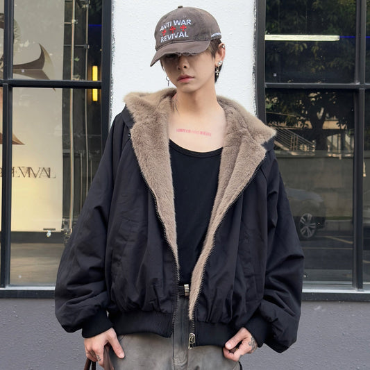 Reversible Fake Fur Hooded Padded Jacket WN23004
