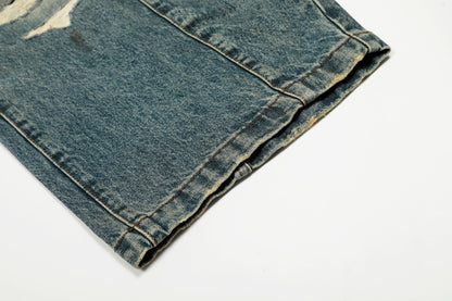 Washed Deconstruction Barrel Denim Jeans WN26067