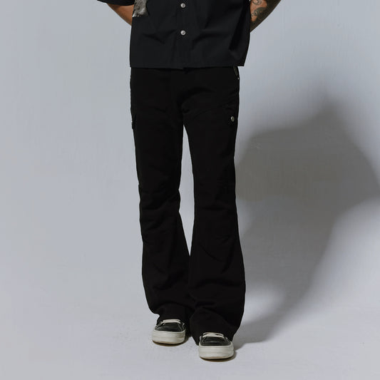 Side Pocket Pleats Flare Washed Denim Jeans WN17515