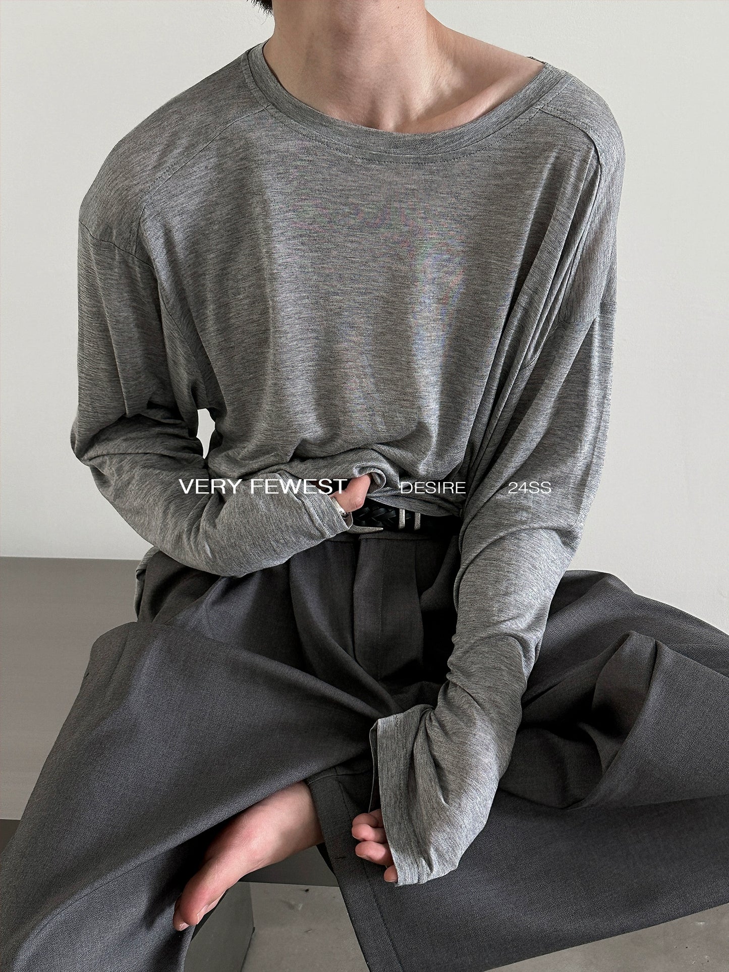 Double-layer Hem Sheer Long Sleeve T-shirt WN8925