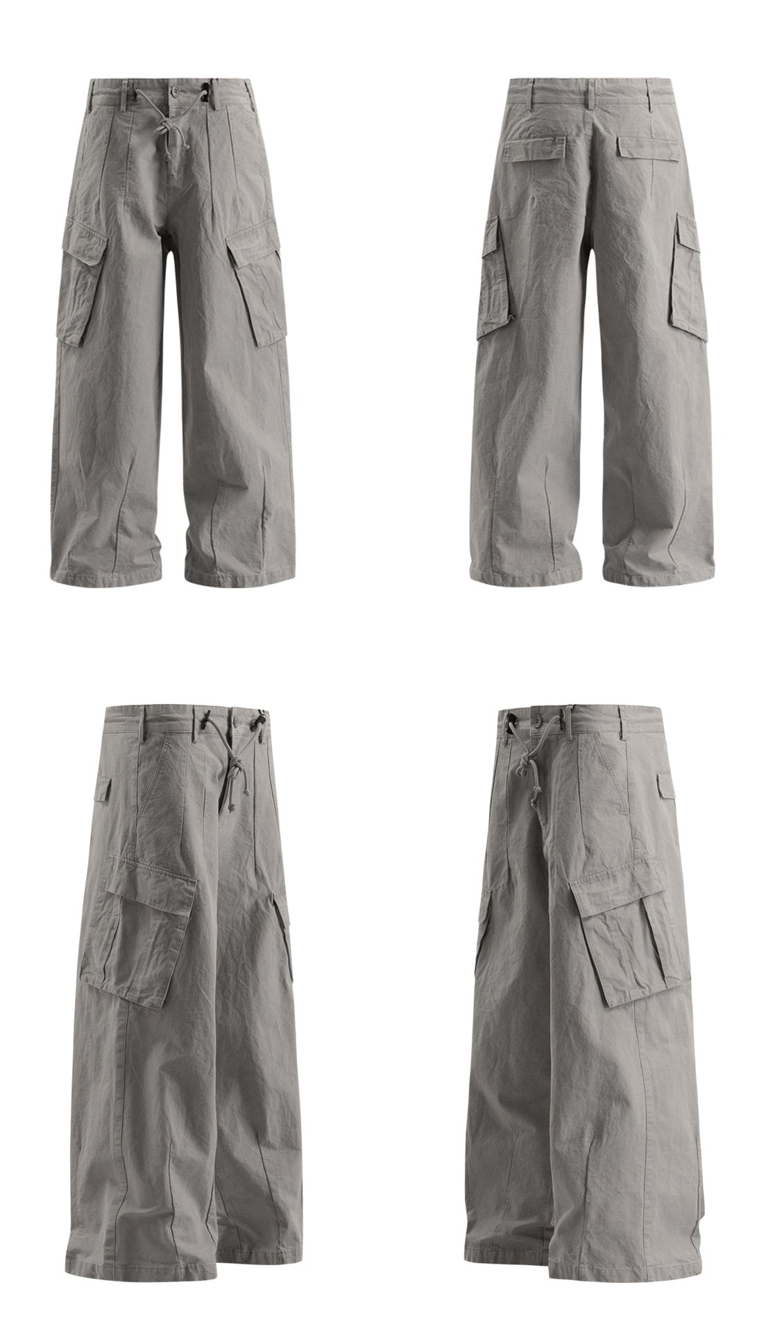 Washed Straight Wide Leg Cargo Pants  WN26343