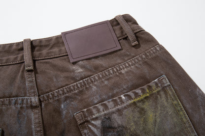 Paint Graffiti Washed Wide Leg Denim Jeans WN23046