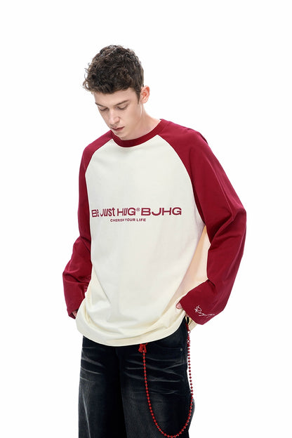 Letter Print Oversize Raglan Long Sleeve T-Shirt WN9725