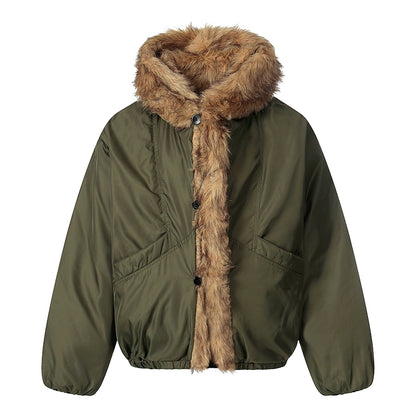 Fake Fur-Collar Thick Hooded Padded Jacket WN22090