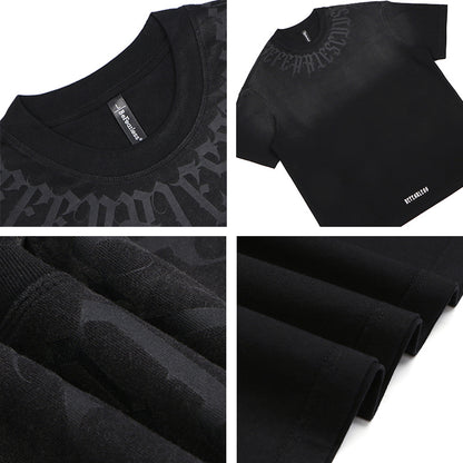Gothic Letter Print Short Sleeve T-Shirt WN26281