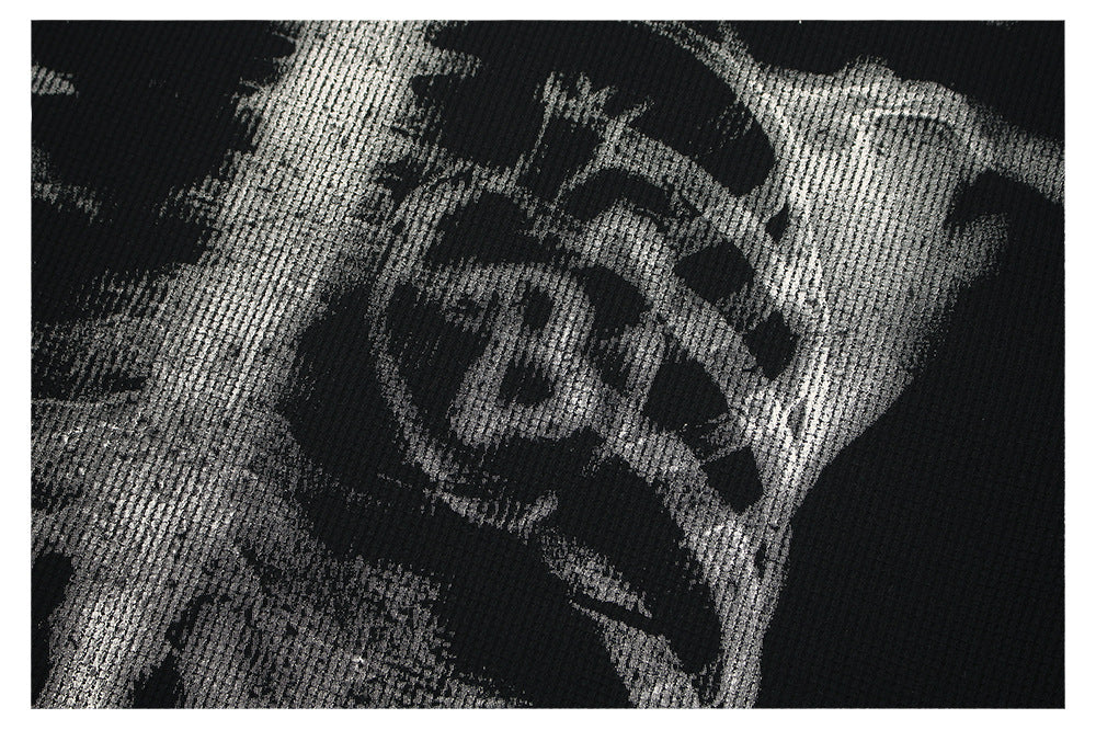 Heavyweight Waffle Washed X-Ray Skeleton Print Short Sleeve T-Shirt WN26542