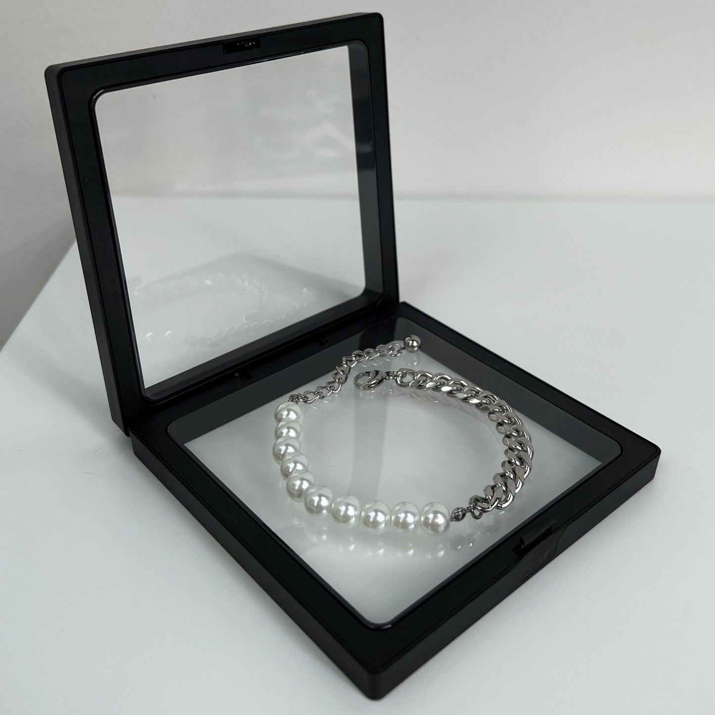 Pearl Cuban Chain Titanium Steel Necklace & Bracelet & Pendant WN19223