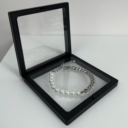 Pearl Cuban Chain Titanium Steel Necklace & Bracelet & Pendant WN19223