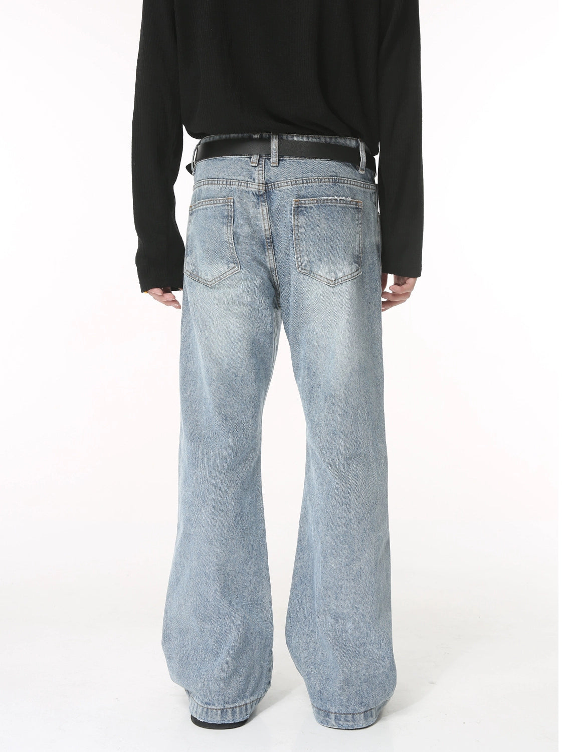 Washed Light Blue Flare Denim Jeans WN9363