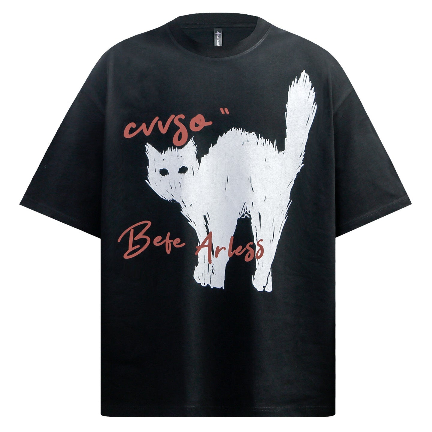 Cat Graphic Letter Print Short Sleeve T-Shirt WN26246