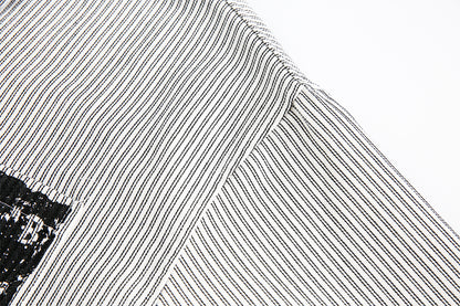 Graphic Print Stripe Frayed Long Sleeve Shirt WN23042