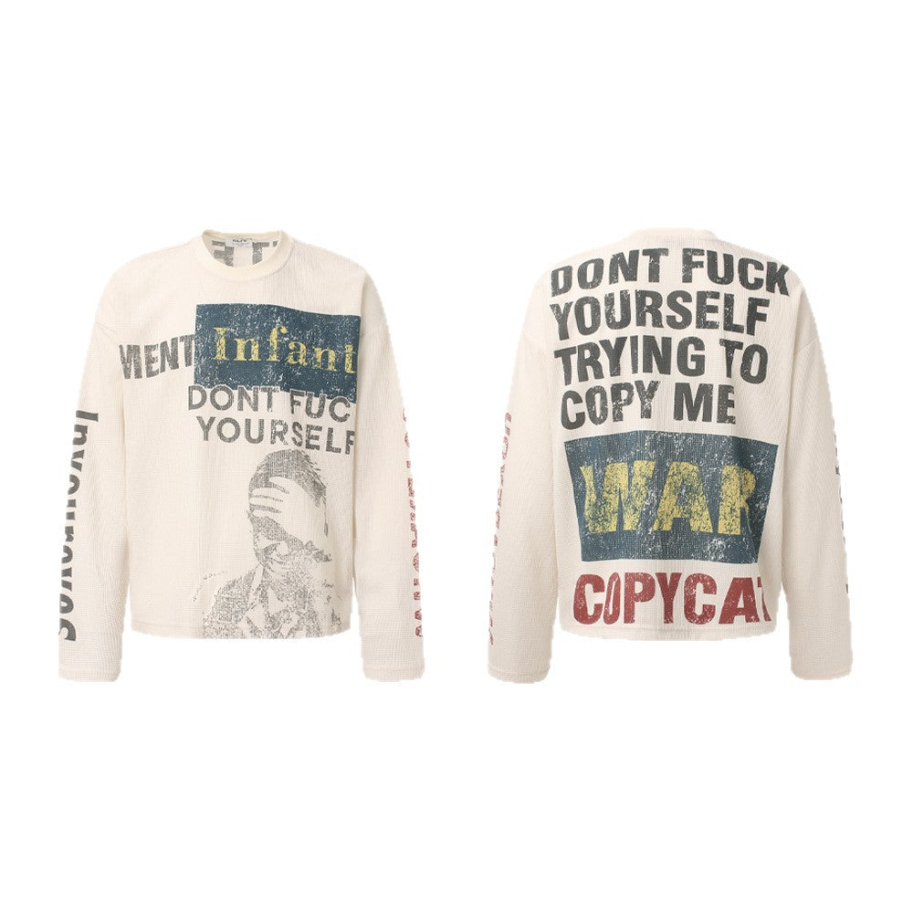 Portrait Letter Print Long Sleeve T-Shirt WN26427
