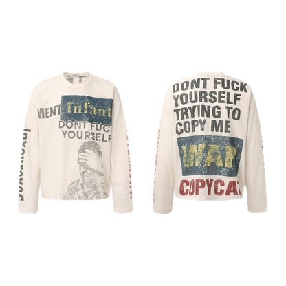 Portrait Letter Print Long Sleeve T-Shirt WN26427