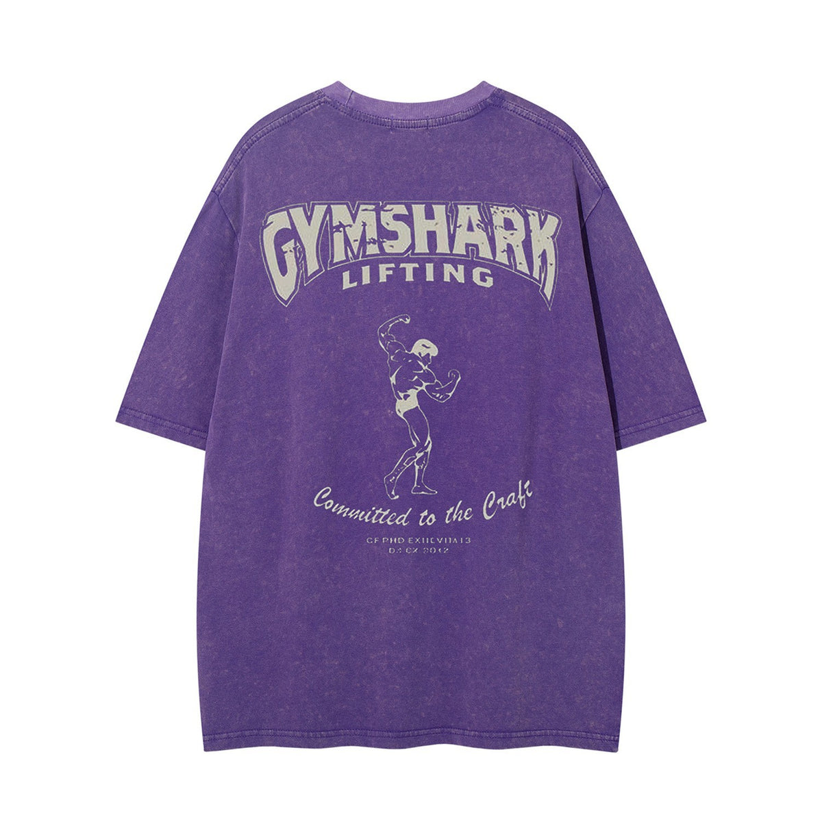 Washed Barbell Print Short Sleeve T-Shirt WN26961