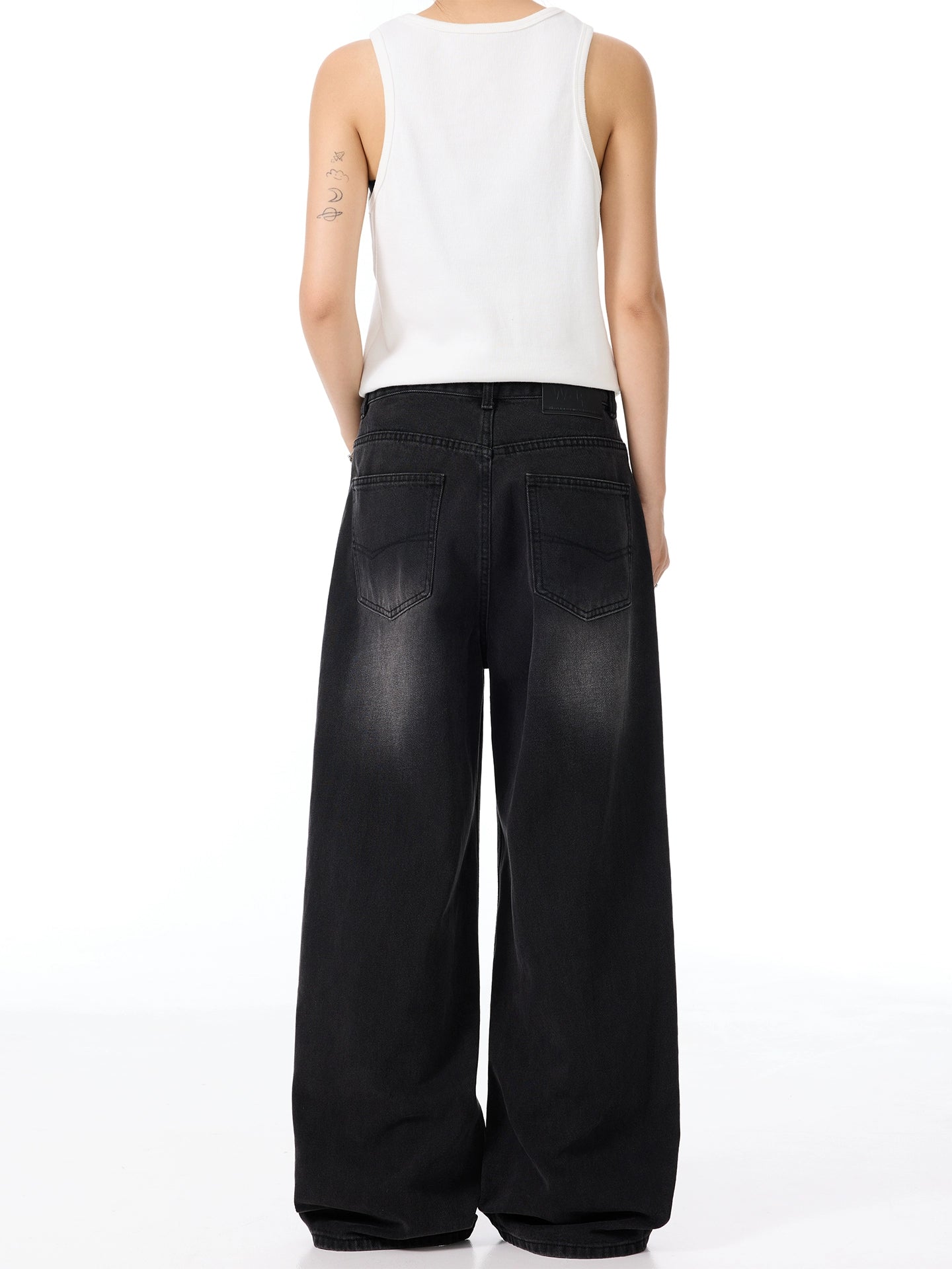 Washed Wide Leg Denim Jeans WN21433