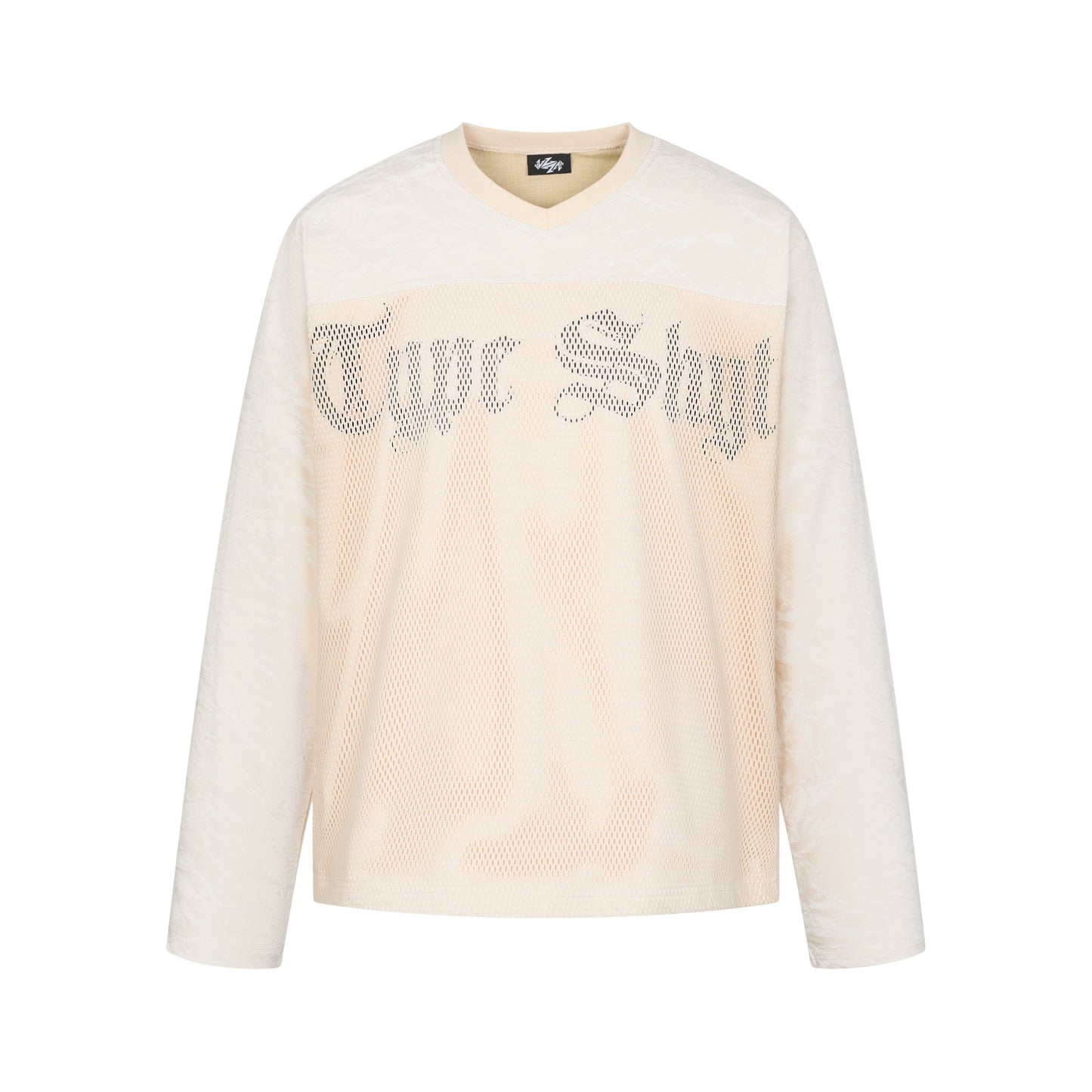 Velvet Texture Mesh Hollow Print Long Sleeve T-Shirt WN20988