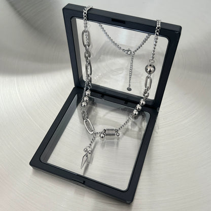 Bead Rivet Titanium Steel Necklace WN19220