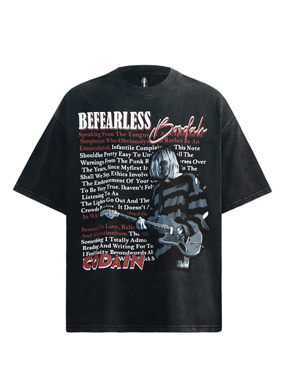 Washed Portrait Graphic Short Sleeve T-Shirt WN26270