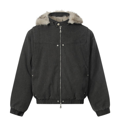 Detachable Fur Collar Hooded Puffer Jacket WN21864