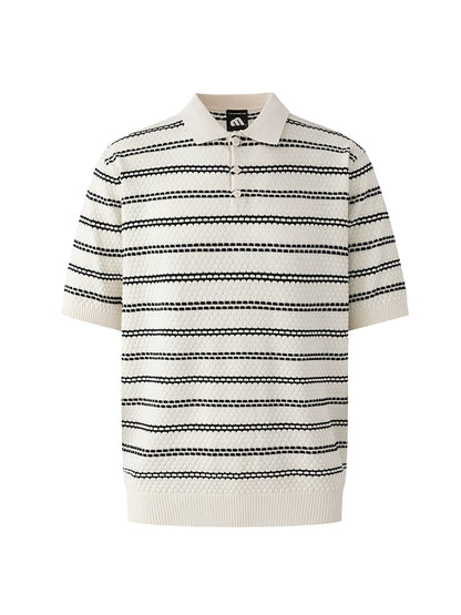 Striped Lightweight Short Sleeve  Knit Polo Shirt WN20299
